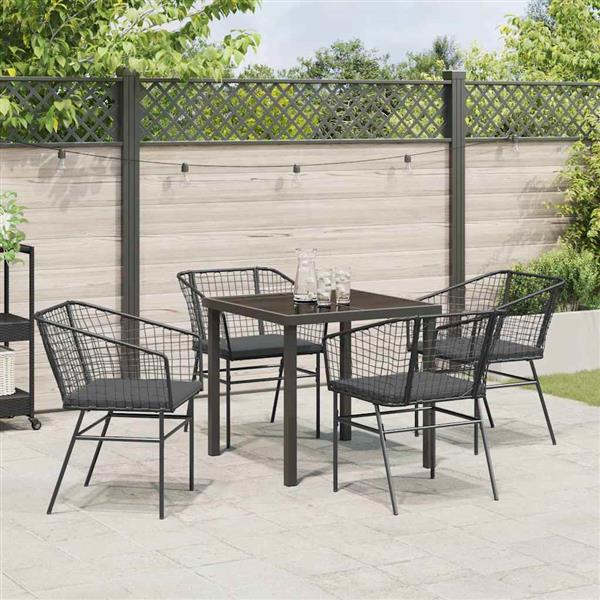 Grote foto vidaxl tuin eetset 5 pcs zwart poly rattan tuin en terras tuinmeubelen
