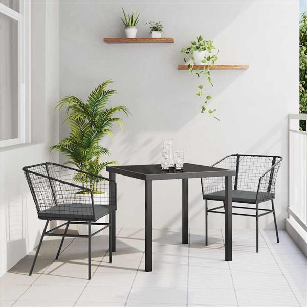 Grote foto vidaxl tuin eetset 3 pcs zwart poly rattan tuin en terras tuinmeubelen