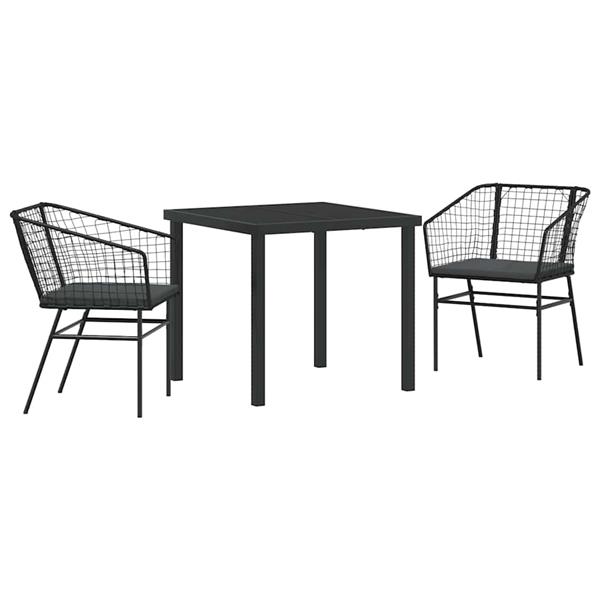 Grote foto vidaxl tuin eetset 3 pcs zwart poly rattan tuin en terras tuinmeubelen