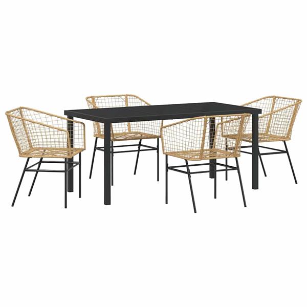 Grote foto vidaxl tuin eetset 5 pcs bruin poly rattan tuin en terras tuinmeubelen