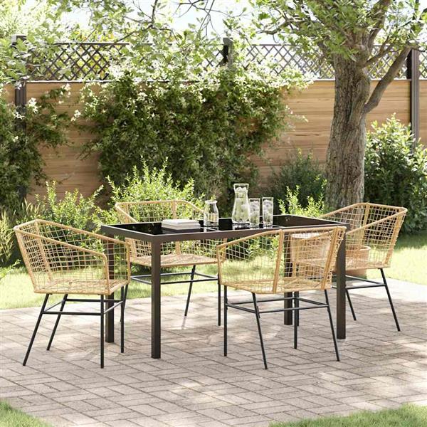 Grote foto vidaxl tuin eetset 5 pcs bruin poly rattan tuin en terras tuinmeubelen