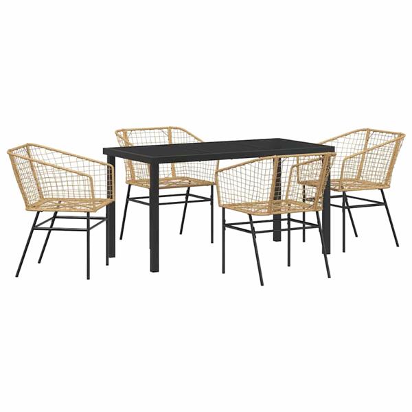 Grote foto vidaxl tuin eetset 5 pcs bruin poly rattan tuin en terras tuinmeubelen