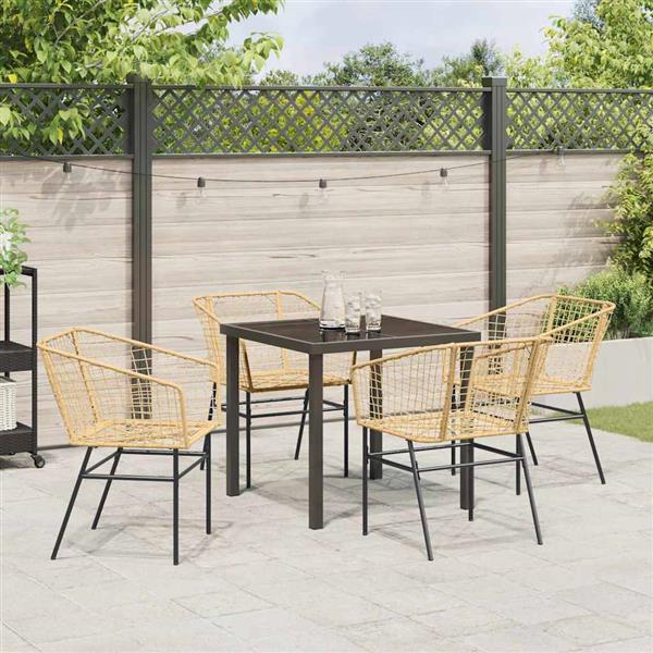 Grote foto vidaxl tuin eetset 5 pcs bruin poly rattan tuin en terras tuinmeubelen