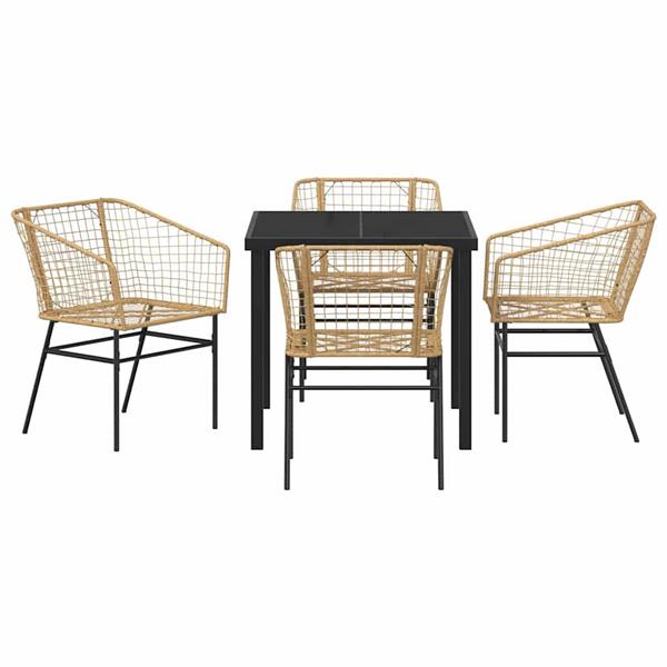 Grote foto vidaxl tuin eetset 5 pcs bruin poly rattan tuin en terras tuinmeubelen