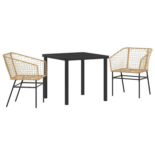 Grote foto vidaxl tuin eetset 3 pcs bruin poly rattan tuin en terras tuinmeubelen