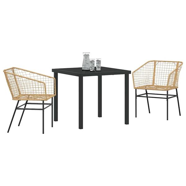 Grote foto vidaxl tuin eetset 3 pcs bruin poly rattan tuin en terras tuinmeubelen