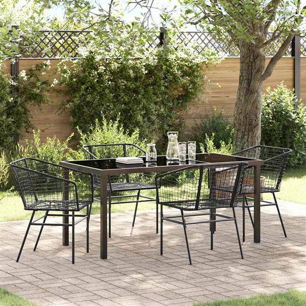 Grote foto vidaxl tuin eetset 5 pcs zwart poly rattan tuin en terras tuinmeubelen