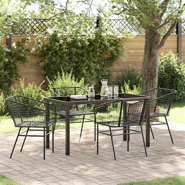 Grote foto vidaxl tuin eetset 5 pcs zwart poly rattan tuin en terras tuinmeubelen