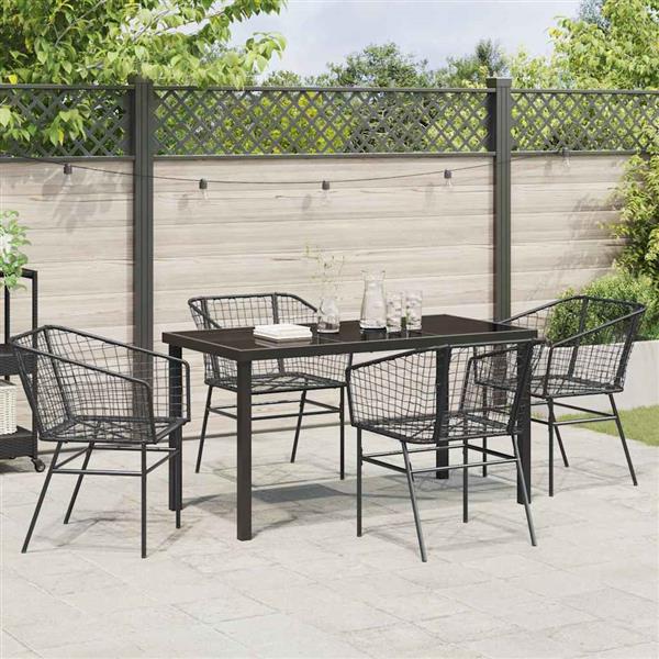 Grote foto vidaxl tuin eetset 5 pcs zwart poly rattan tuin en terras tuinmeubelen
