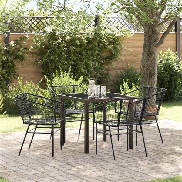 Grote foto vidaxl tuin eetset 5 pcs zwart poly rattan tuin en terras tuinmeubelen