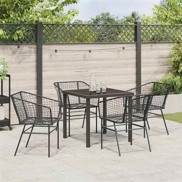 Grote foto vidaxl tuin eetset 5 pcs zwart poly rattan tuin en terras tuinmeubelen