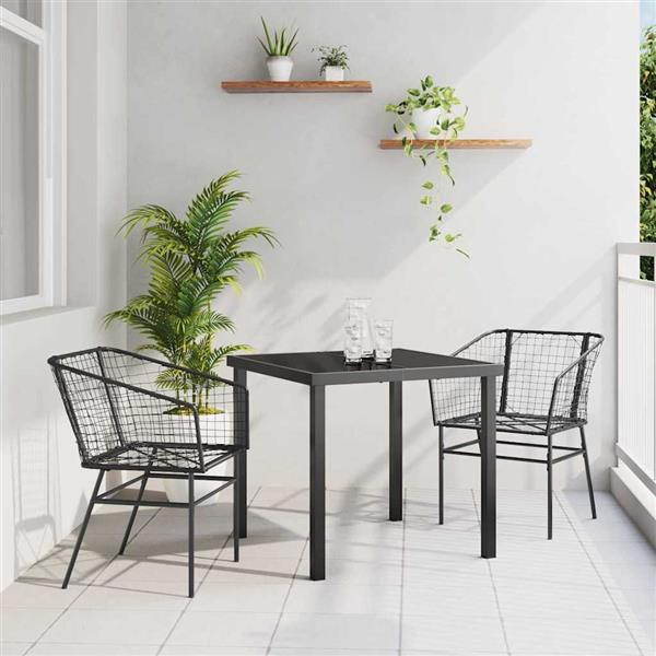 Grote foto vidaxl tuin eetset 3 pcs zwart poly rattan tuin en terras tuinmeubelen