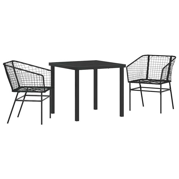 Grote foto vidaxl tuin eetset 3 pcs zwart poly rattan tuin en terras tuinmeubelen