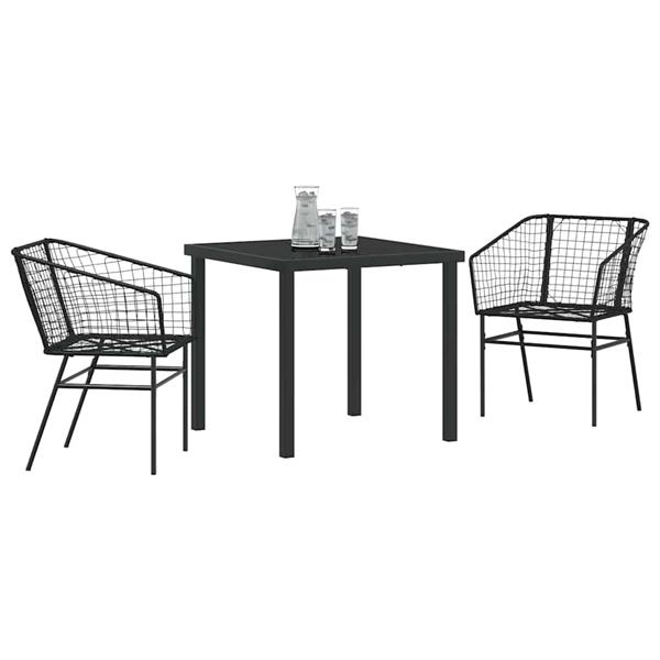 Grote foto vidaxl tuin eetset 3 pcs zwart poly rattan tuin en terras tuinmeubelen