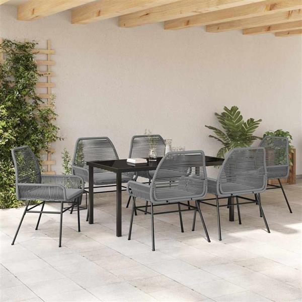 Grote foto vidaxl tuin eetset 7 pcs grijs poly rattan tuin en terras tuinmeubelen