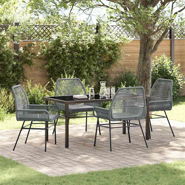 Grote foto vidaxl tuin eetset 5 pcs grijs poly rattan tuin en terras tuinmeubelen