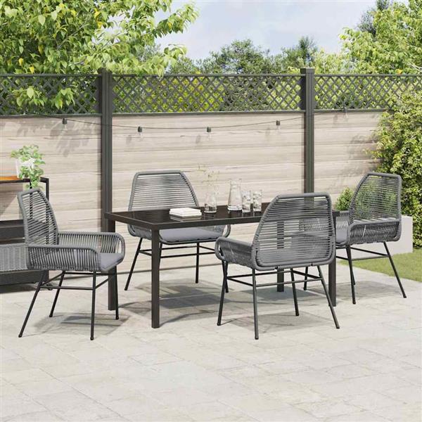 Grote foto vidaxl tuin eetset 5 pcs grijs poly rattan tuin en terras tuinmeubelen