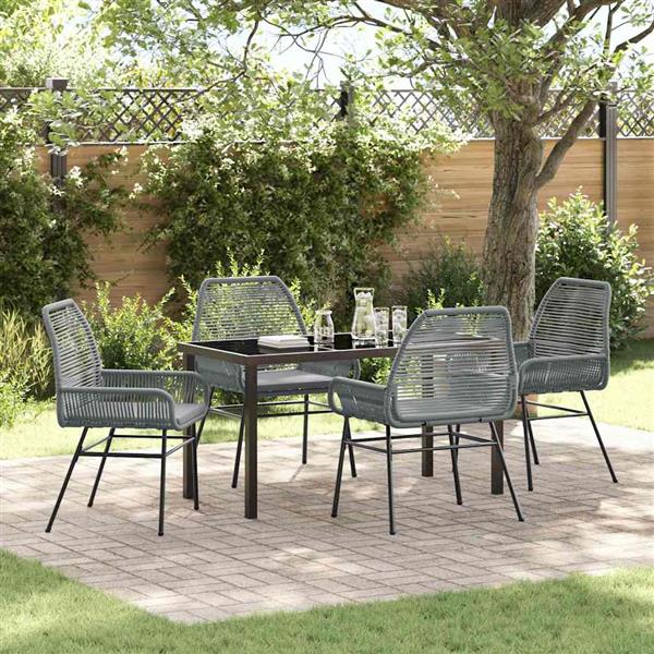 Grote foto vidaxl tuin eetset 5 pcs grijs poly rattan tuin en terras tuinmeubelen