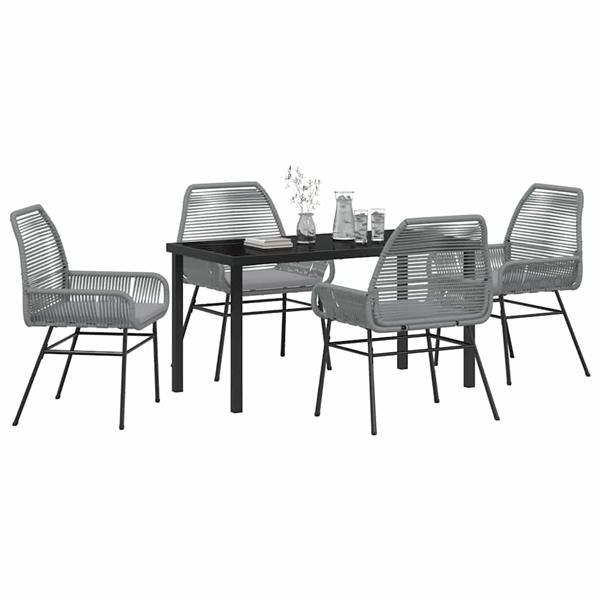 Grote foto vidaxl tuin eetset 5 pcs grijs poly rattan tuin en terras tuinmeubelen