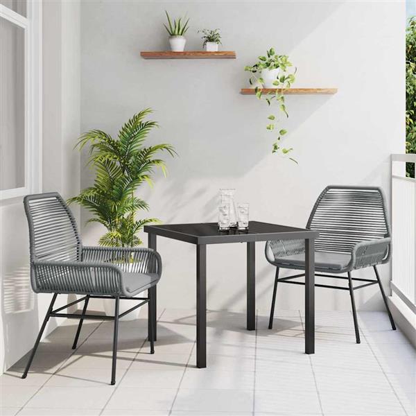 Grote foto vidaxl tuin eetset 3 pcs grijs poly rattan tuin en terras tuinmeubelen
