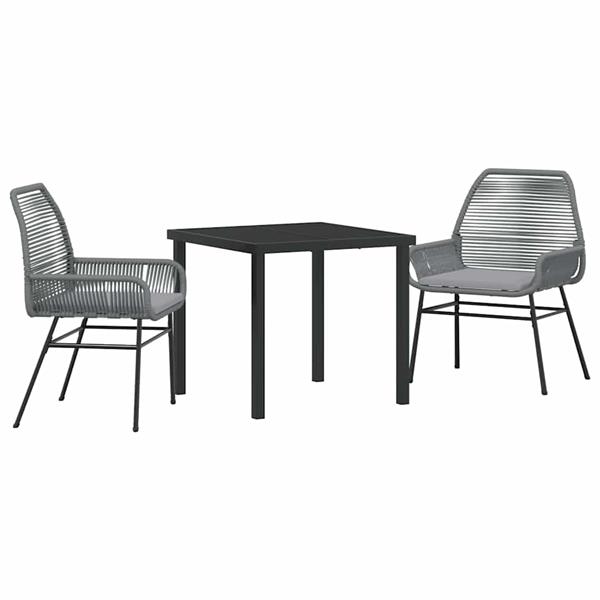 Grote foto vidaxl tuin eetset 3 pcs grijs poly rattan tuin en terras tuinmeubelen