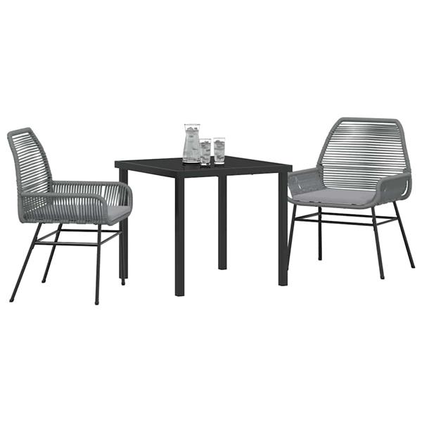 Grote foto vidaxl tuin eetset 3 pcs grijs poly rattan tuin en terras tuinmeubelen