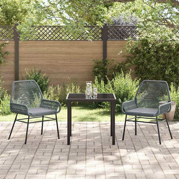 Grote foto vidaxl tuin eetset 3 pcs grijs poly rattan tuin en terras tuinmeubelen