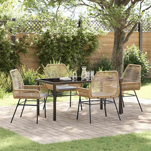 Grote foto vidaxl tuin eetset 5 pcs bruin poly rattan tuin en terras tuinmeubelen