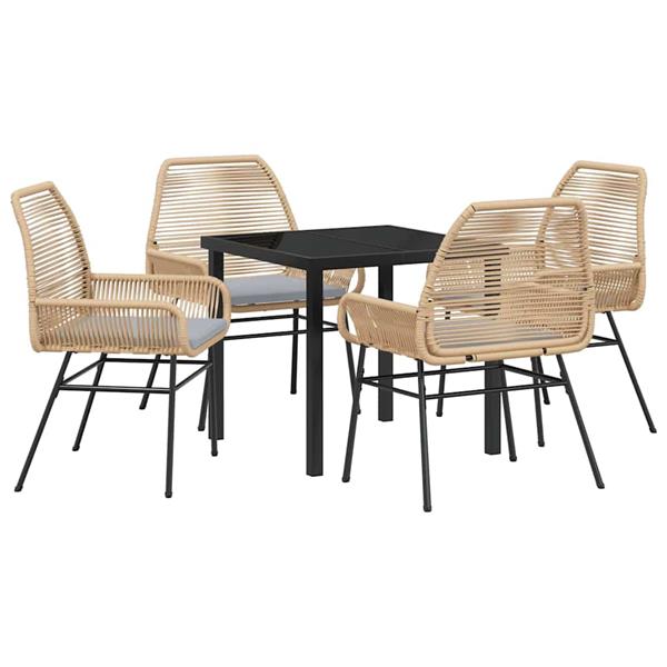 Grote foto vidaxl tuin eetset 5 pcs bruin poly rattan tuin en terras tuinmeubelen