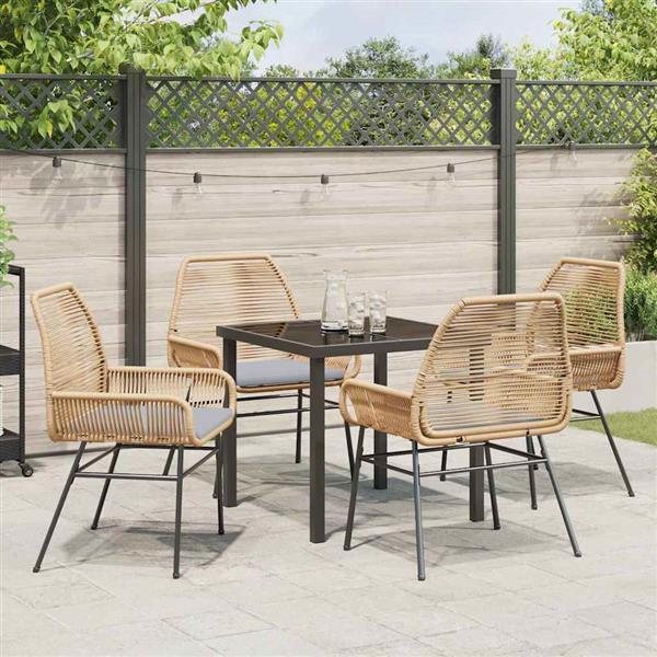 Grote foto vidaxl tuin eetset 5 pcs bruin poly rattan tuin en terras tuinmeubelen