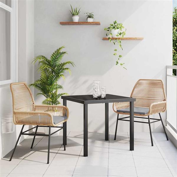 Grote foto vidaxl tuin eetset 3 pcs bruin poly rattan tuin en terras tuinmeubelen