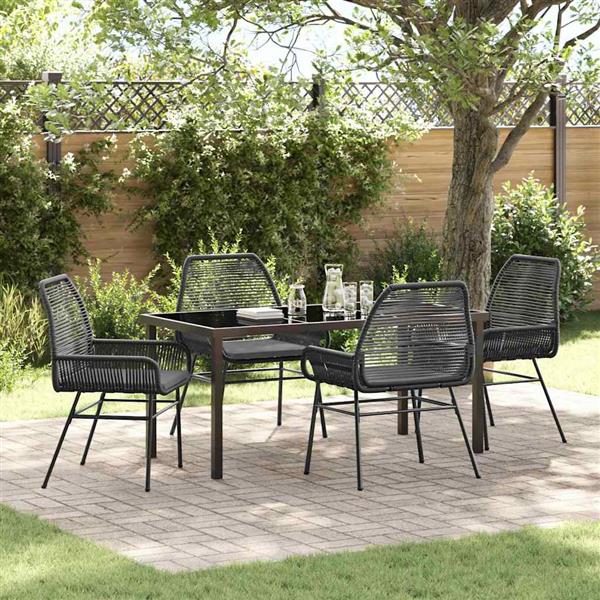 Grote foto vidaxl tuin eetset 5 pcs zwart poly rattan tuin en terras tuinmeubelen