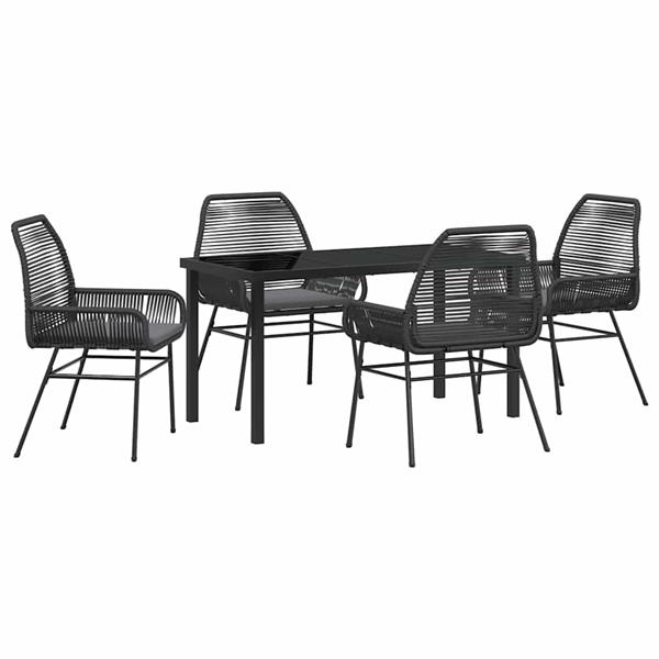 Grote foto vidaxl tuin eetset 5 pcs zwart poly rattan tuin en terras tuinmeubelen