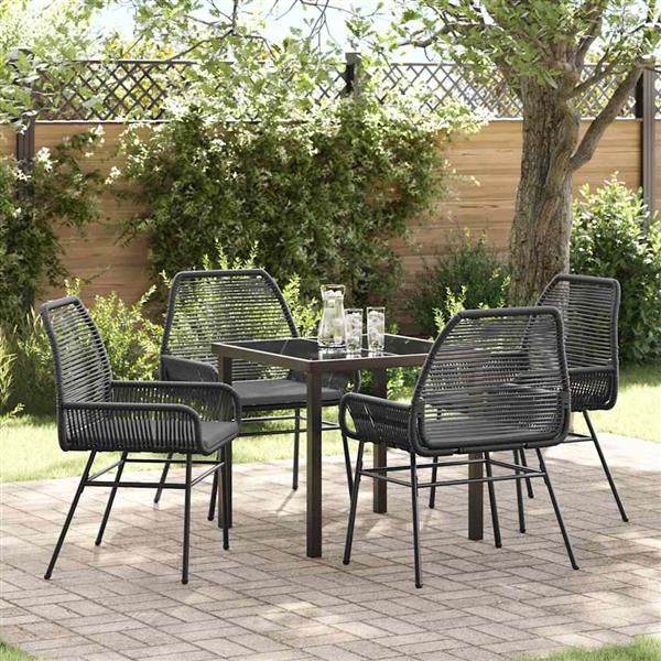 Grote foto vidaxl tuin eetset 5 pcs zwart poly rattan tuin en terras tuinmeubelen