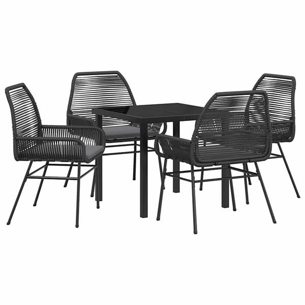 Grote foto vidaxl tuin eetset 5 pcs zwart poly rattan tuin en terras tuinmeubelen
