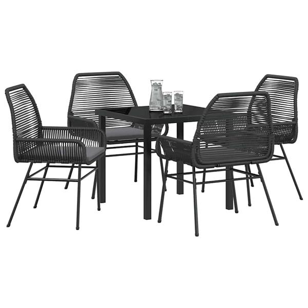 Grote foto vidaxl tuin eetset 5 pcs zwart poly rattan tuin en terras tuinmeubelen