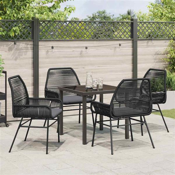 Grote foto vidaxl tuin eetset 5 pcs zwart poly rattan tuin en terras tuinmeubelen