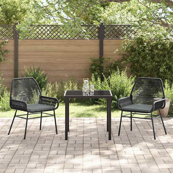 Grote foto vidaxl tuin eetset 3 pcs zwart poly rattan tuin en terras tuinmeubelen