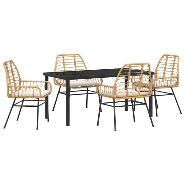 Grote foto vidaxl tuin eetset 5 pcs bruin poly rattan tuin en terras tuinmeubelen