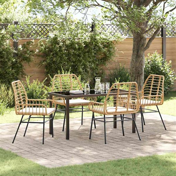 Grote foto vidaxl tuin eetset 5 pcs bruin poly rattan tuin en terras tuinmeubelen