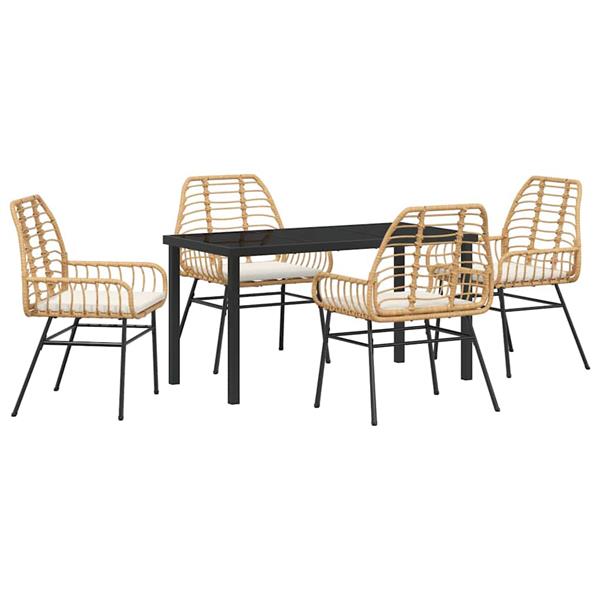 Grote foto vidaxl tuin eetset 5 pcs bruin poly rattan tuin en terras tuinmeubelen