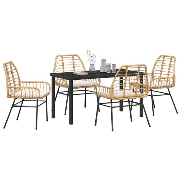 Grote foto vidaxl tuin eetset 5 pcs bruin poly rattan tuin en terras tuinmeubelen