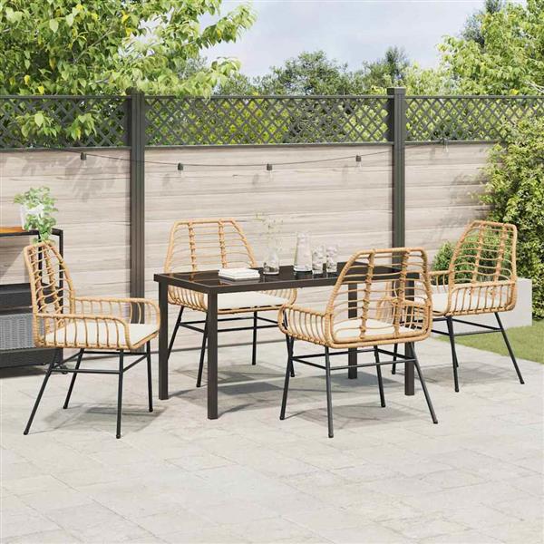 Grote foto vidaxl tuin eetset 5 pcs bruin poly rattan tuin en terras tuinmeubelen
