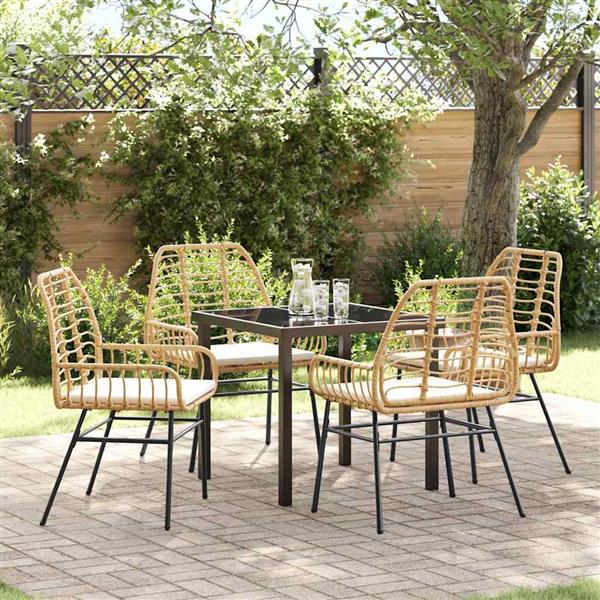 Grote foto vidaxl tuin eetset 5 pcs bruin poly rattan tuin en terras tuinmeubelen