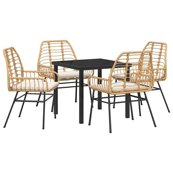 Grote foto vidaxl tuin eetset 5 pcs bruin poly rattan tuin en terras tuinmeubelen