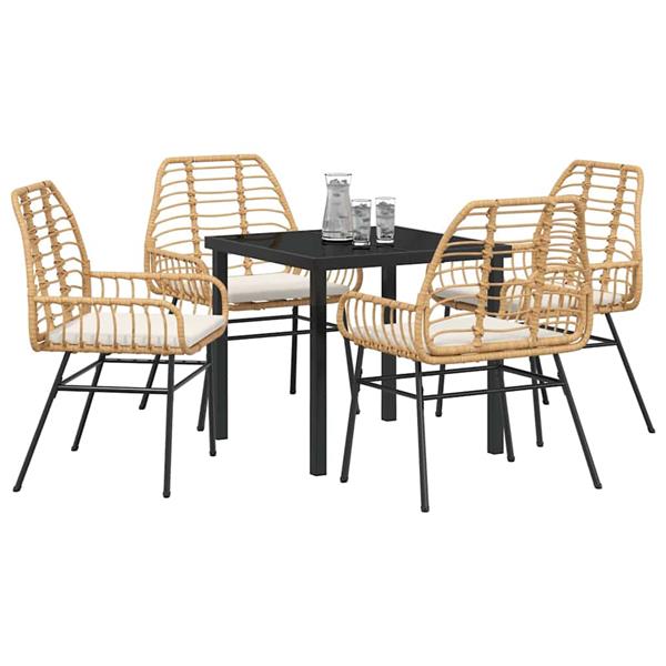 Grote foto vidaxl tuin eetset 5 pcs bruin poly rattan tuin en terras tuinmeubelen