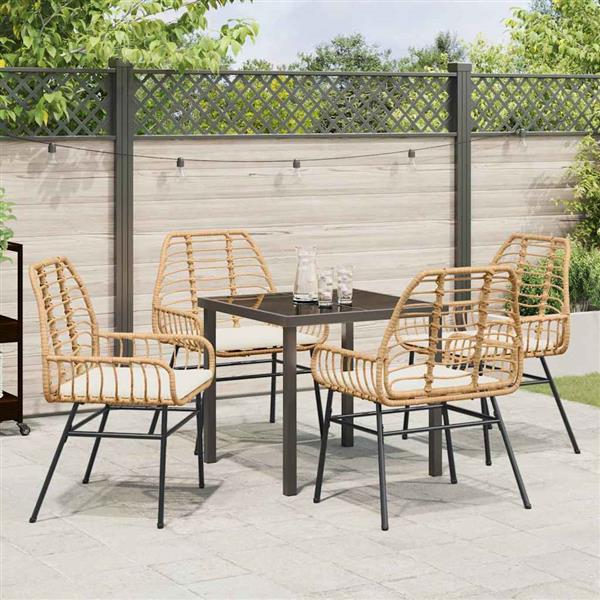 Grote foto vidaxl tuin eetset 5 pcs bruin poly rattan tuin en terras tuinmeubelen