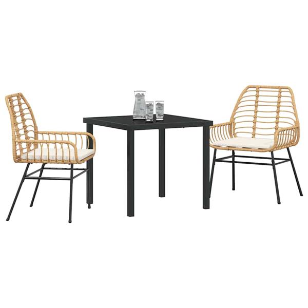 Grote foto vidaxl tuin eetset 3 pcs bruin poly rattan tuin en terras tuinmeubelen