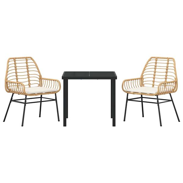 Grote foto vidaxl tuin eetset 3 pcs bruin poly rattan tuin en terras tuinmeubelen