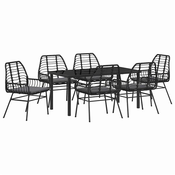 Grote foto vidaxl tuin eetset 7 pcs zwart poly rattan tuin en terras tuinmeubelen